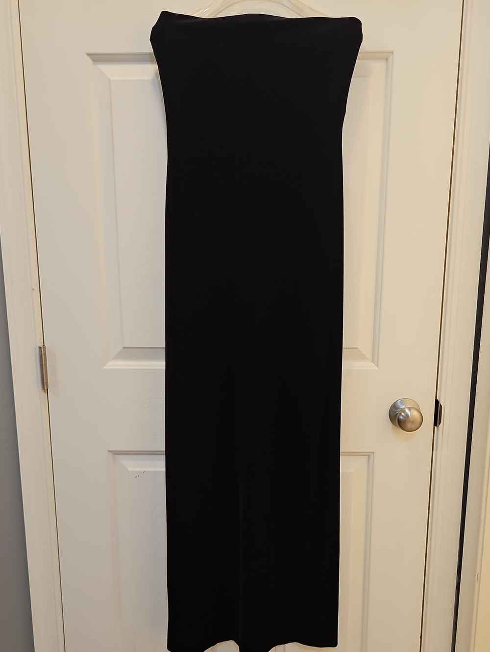Patra Strapless Stretch Velvet Black Column Maxi Dress